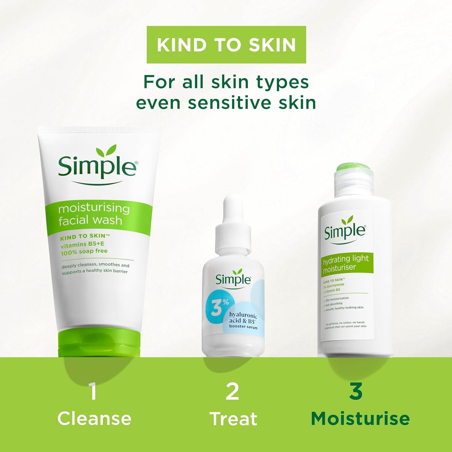 Simple Kind to Skin Hydrating Light Moisturiser Skin Care Product with Pro-Vitamins B5 and E for 12-Hour Moisturisation 125 ml